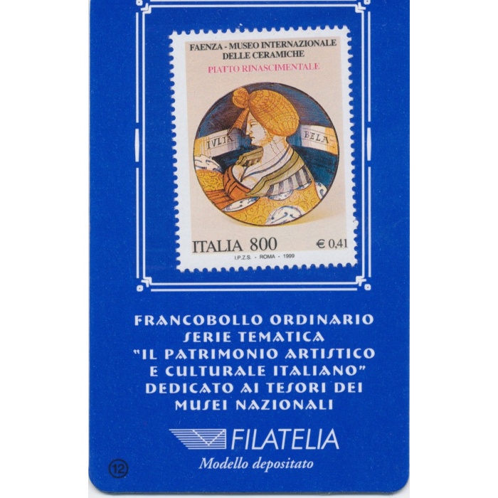 1999 Italia - Repubblica , Tessera Filatelica , Museo Faenza,   0,41€