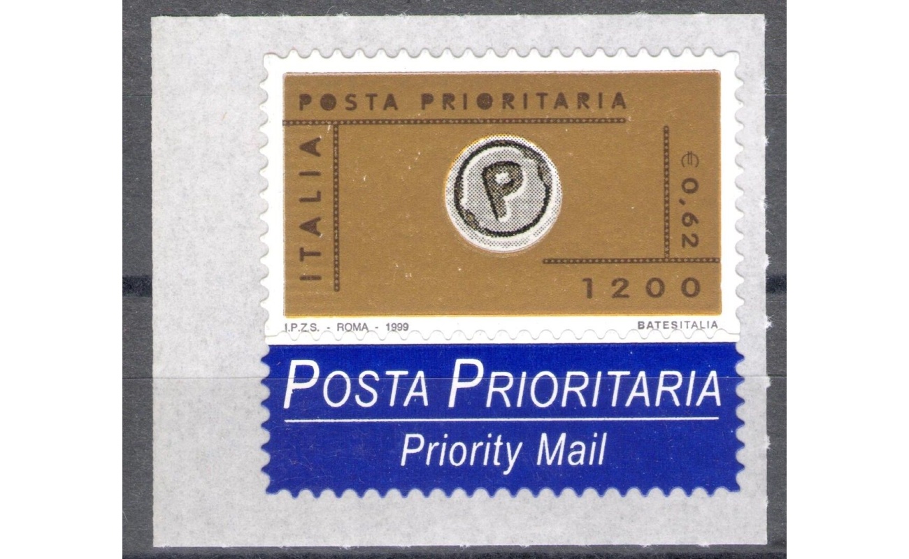 1999 Repubblica Posta Prioritaria 0.62 cent oro nero grigio n° 2455A MNH**
