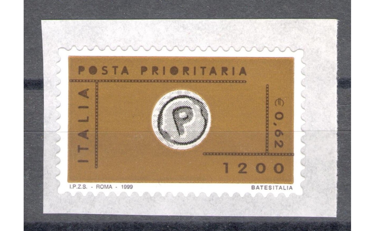 1999 Repubblica Posta Prioritaria 0.62 cent oro nero grigio n° 2455B MNH**