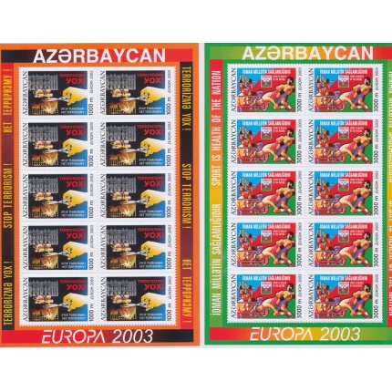 2003 EUROPA CEPT Azerbaigian n. 2 Minifogli. "Arte Manifesti"  MNH**