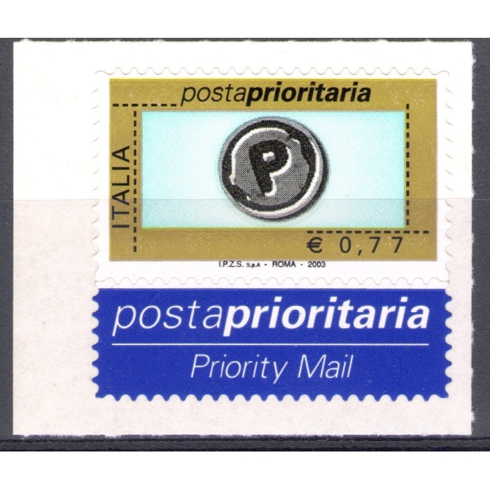 2003 Repubblica Posta Prioritaria 0.77 € celeste oro nero grigio n° 2765 MNH**