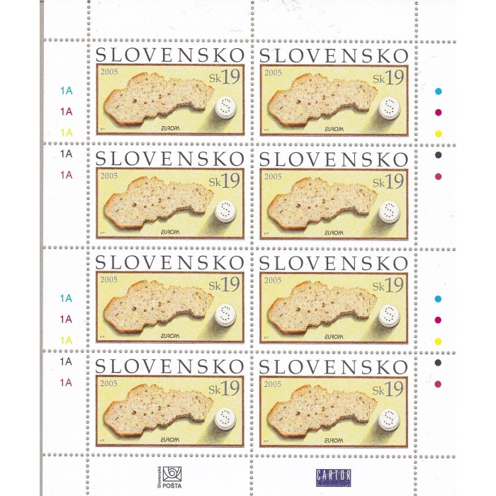 2005 EUROPA CEPT, Slovacchia 1 Minifoglio da 8 valori "Gastronomia" MNH**