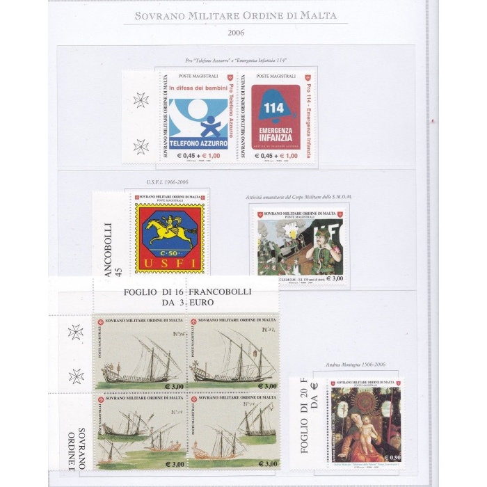 2006 SMOM - Annata completa , francobolli nuovi , 26 valori + 4 Foglietti su 7 fogli Marini - MNH**