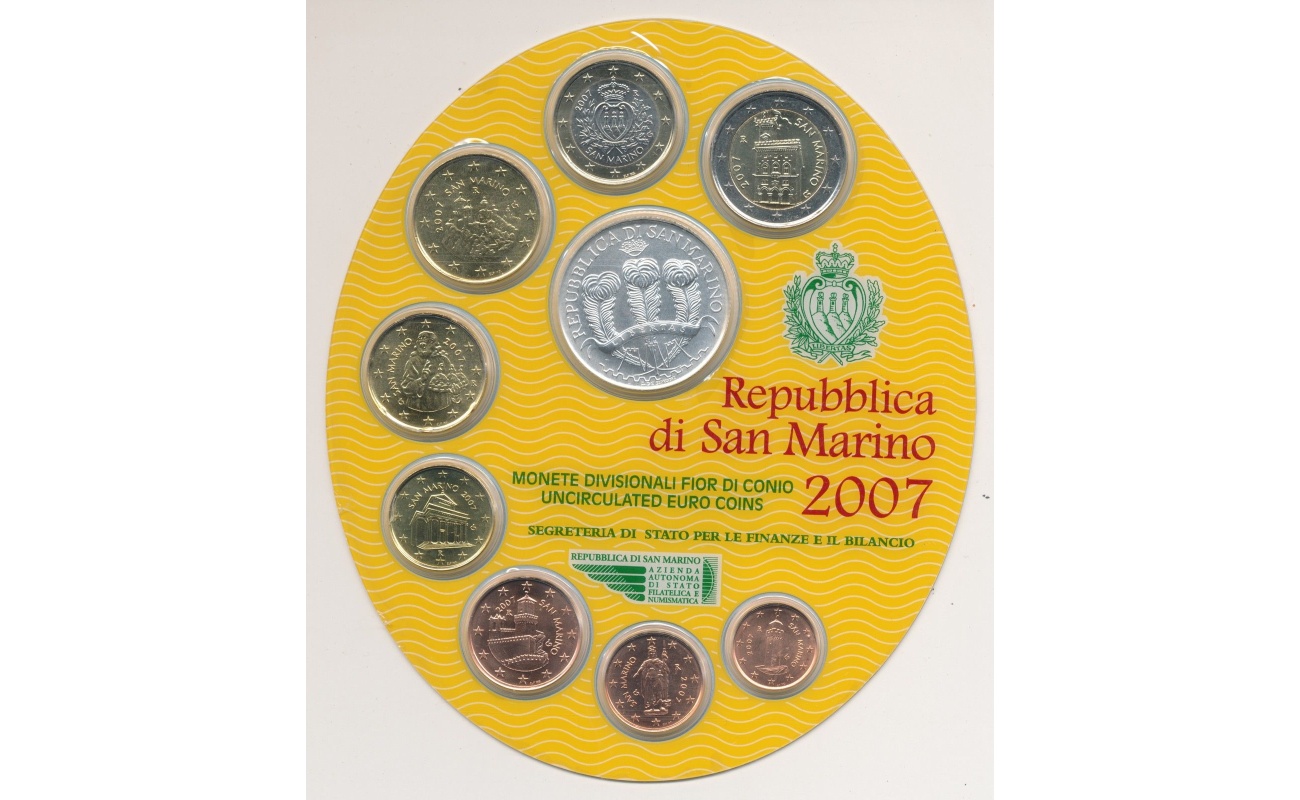 2007 Repubblica San Marino , Monete Divisionali Segreteria di Stato - FDC