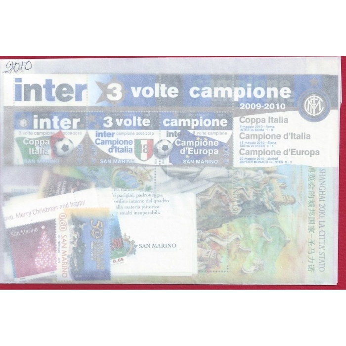 2010 San Marino, Annata completa , francobolli nuovi 28 valori + 5 Foglietti (Compreso Minifoglio Inter) - MNH**