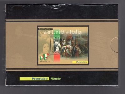 2011 Italia - 150 Anniversario Unità d'Italia , Foglietto in argento Clara Maffei e Cristina Trivulzio , Tiratura 2000 esemplari ,Foglietto n. 65A - MNH**