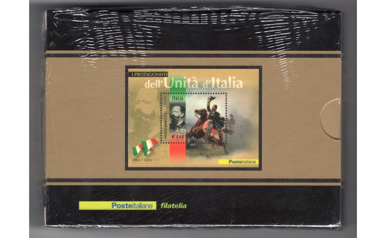 2011 Italia - Repubblica ,  150 Anniversario Unità d'Italia , Foglietto in argento Vittorio Emanuele II , Tiratura 2000 esemplari , Foglietto n. 68A - MNH**