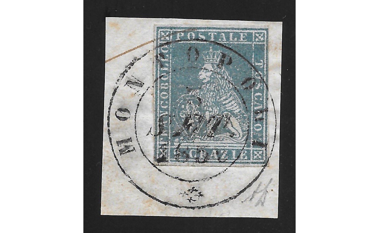 1851-52 Toscana, n° 5 2 crazie azzurro chiaro Certificato Enzo Diena