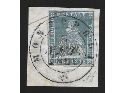 1851-52 Toscana, n° 5 2 crazie azzurro chiaro Certificato Enzo Diena