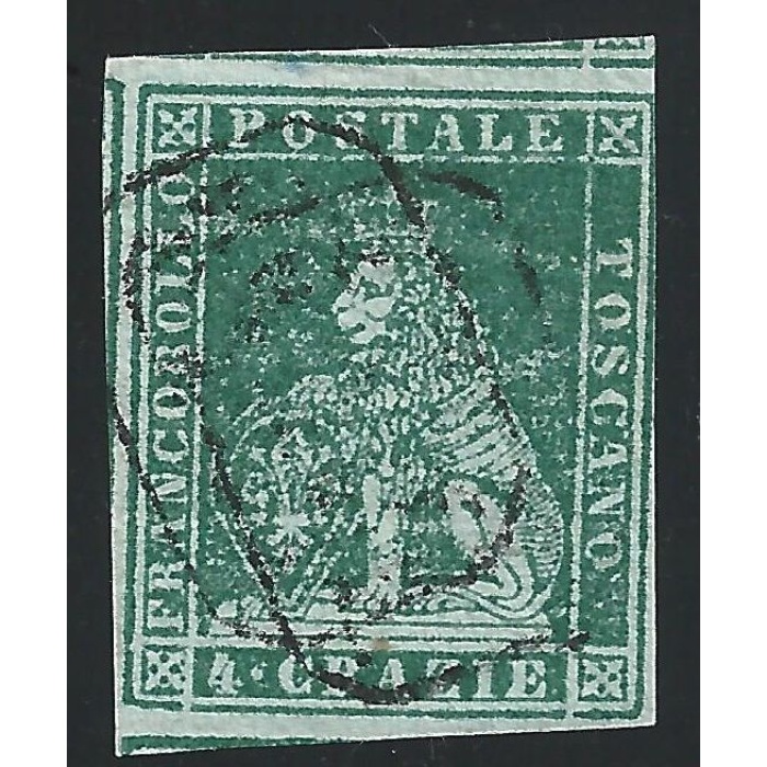 1851 Toscana, n° 6 verde su grigio USATO