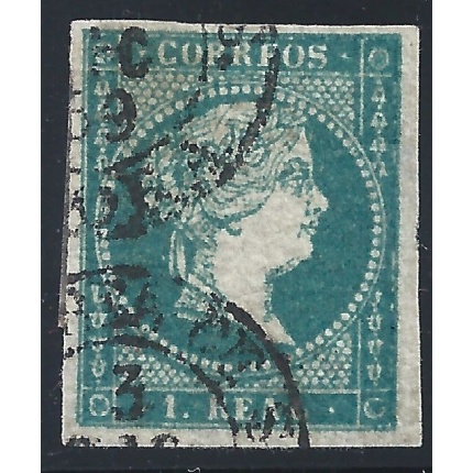1856 SPAGNA - n. 40  1 real azzurro verde  USATO
