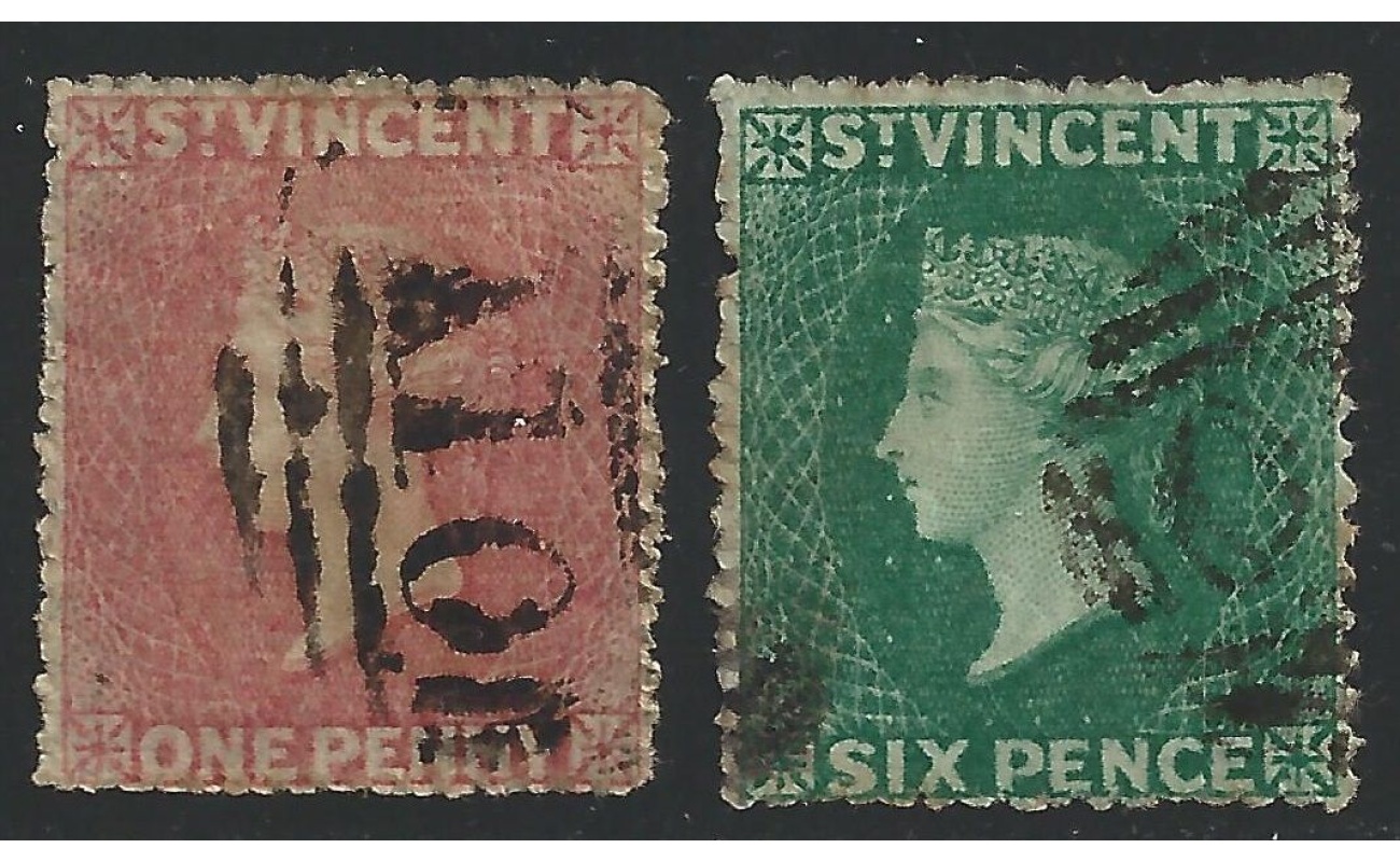 1861 ST. VINCENT - SG n° 1/2  2 valori  USATI