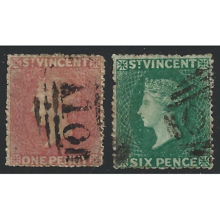 1861 ST. VINCENT - SG n° 1/2  2 valori  USATI