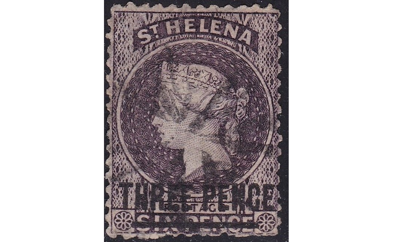 1868  ST. HELENA  - SG 11 3d. deep dull purple  USED