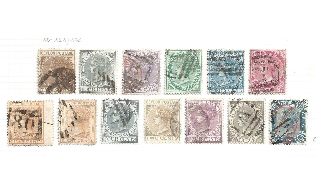 1872-80 CEYLON - SG n° 121/134  13 valori (see scan)  USED