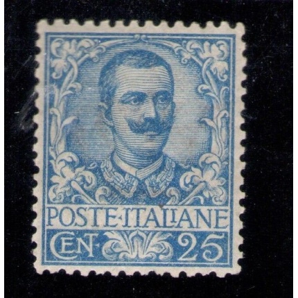 1901 Italia Regno , n. 73 , Tipo Floreale , 25 cent azzurro , Ottimamente centrato , siglato Alberto Diena - MNH**