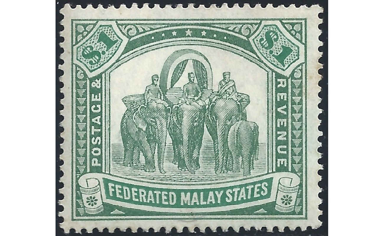 1907 Federated Malay States - SG 48 Elefanti 1$  MLH*