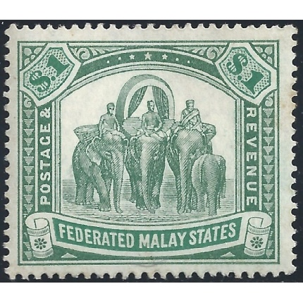 1907 Federated Malay States - SG 48 Elefanti 1$  MLH*