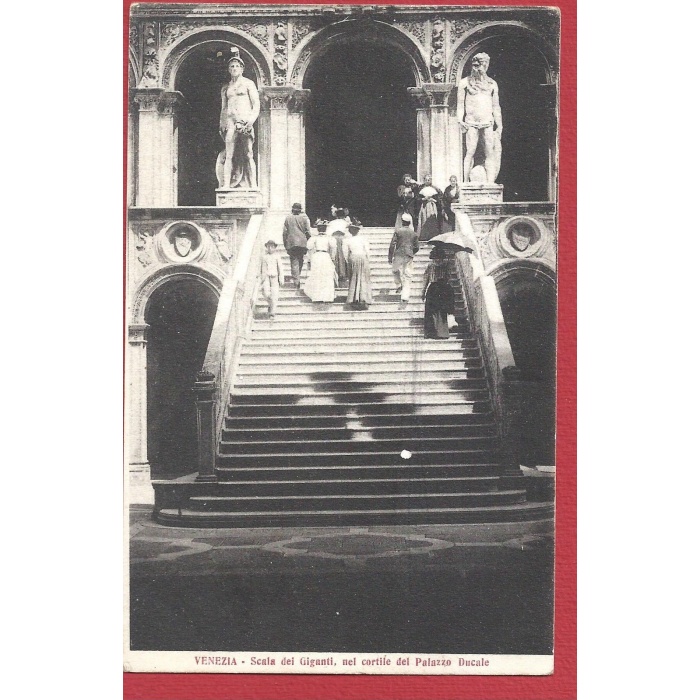 1917 VENEZIA, Scala dei Giganti, cortile del Palazzo Ducale VIAGGIATA