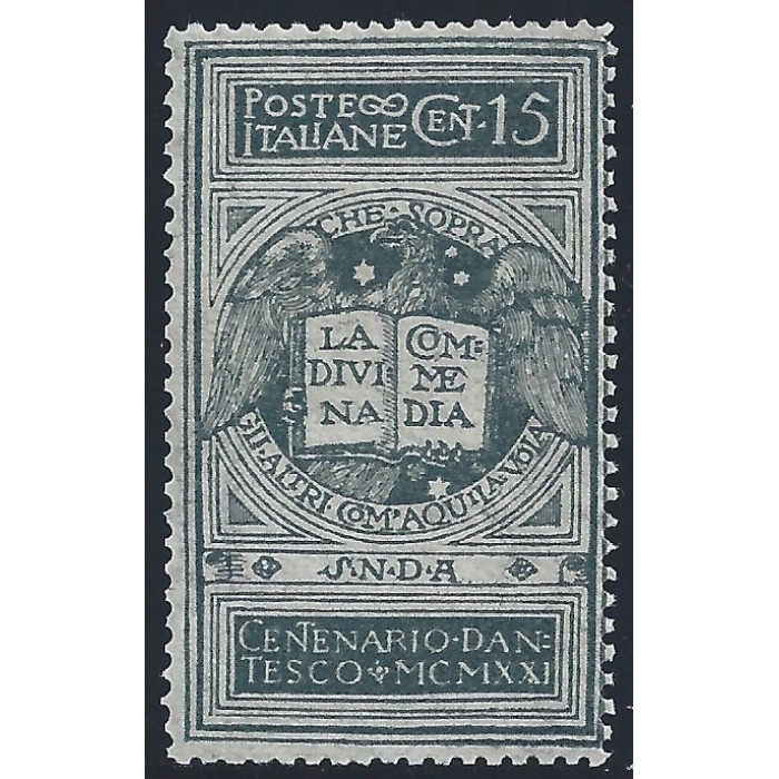 1921 Italia - Regno , Dante 15 cent grigio , non emesso , n. 116A - MNH **