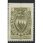 1923 SAN MARINO, n° 90  5c.+5c. oliva chiaro MNH/** RARA VARIETA'