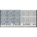 1928 Italia -REGNO, RA n° 2  dentellatura 14 MNH/** BLOCCO DI SEI ANGOLO DI FOGLIO