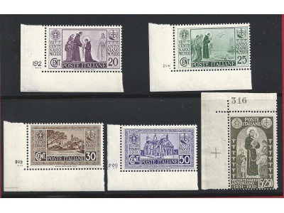 1931 Italia - Regno, n. 292/295 + 298  MNH ** Numero di Tavola