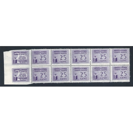 1940 Italia - Regno , I.G.E. - Catalogo CEI n. M44 25 cent viola - Blocco  di 12 esemplari