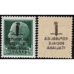 1944 RSI, n° 491s 25 cent. verde MNH/** DECALCO