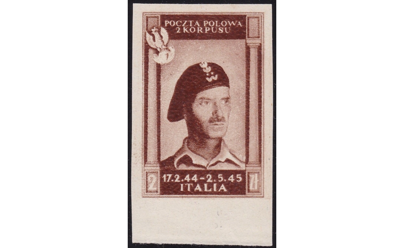 1946 CORPO POLACCO, n° 8Ba 2z. bruno cioccolato scuro CARTA SPESSA (*)