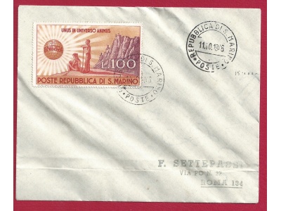 1946 SAN MARINO, n° 296  UNRRA  su lettera non viaggiata