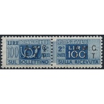 1947 TRIESTE A - 100 Lire azzurro , Sovrastampa su due righe , Pacchi Postali n° 9/I ,  MNH ** -  Certificato Biondi