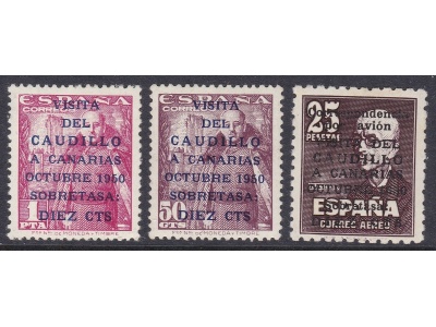 1950 SPAGNA ,SPAIN - n° 806/807+PA n° 246 Caudillo 3 valori , MNH**