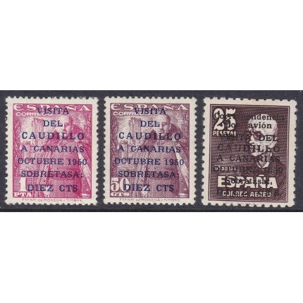 1950 SPAGNA ,SPAIN - n° 806/807+PA n° 246 Caudillo 3 valori , MNH**