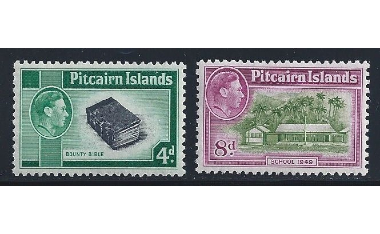 1951 PITCAIRN - SG 5a/6a Giorgio VI° e vedute  MNH** valori complementari