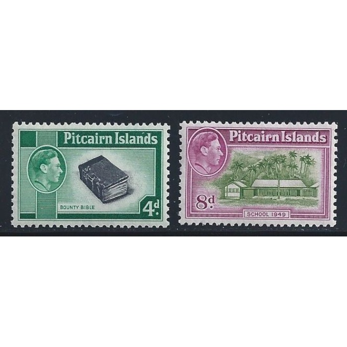 1951 PITCAIRN - SG 5a/6a Giorgio VI° e vedute  MNH** valori complementari