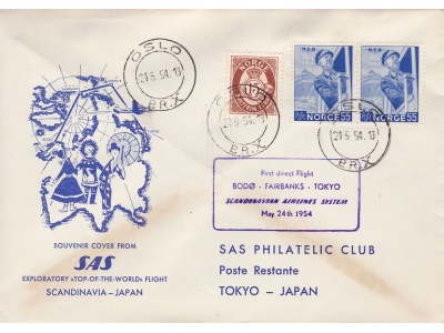 1954 NORVEGIA - SAS Primo Volo BODO-FAIRBANKS-TOKYO