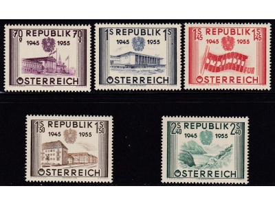 1955  AUSTRIA  n. 845/849  5 valori  MNH/**