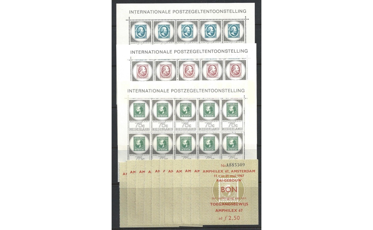 1967 OLANDA  - n. 852/854 - 3 valori in Minifogli da 10  MNH**