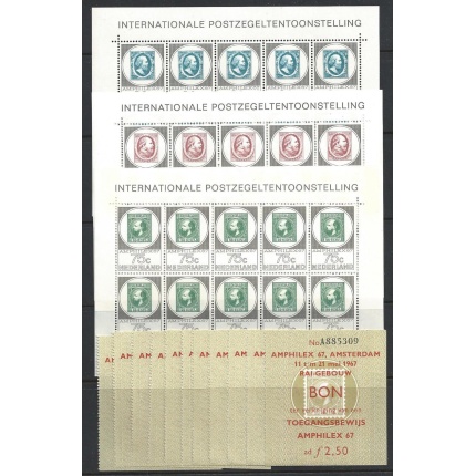 1967 OLANDA  - n. 852/854 - 3 valori in Minifogli da 10  MNH**
