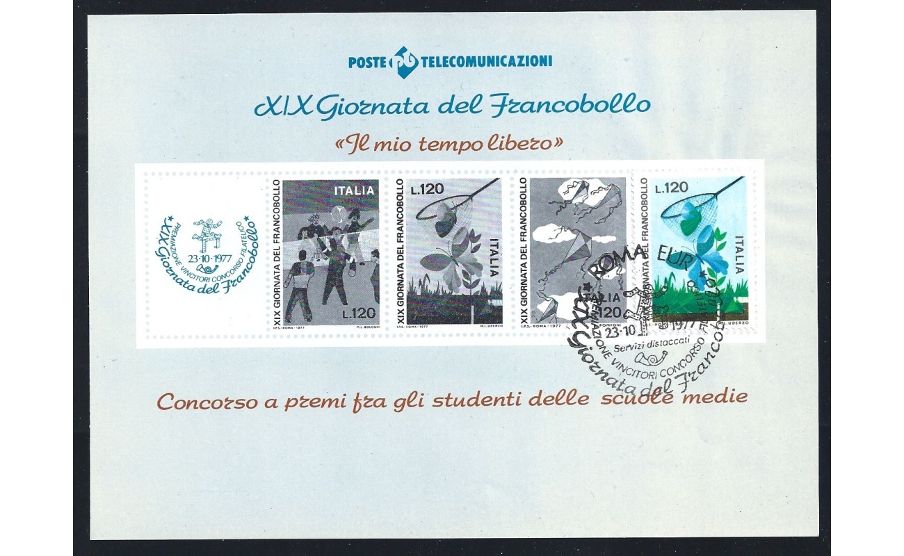 1977 Italia - Repubblica, Foglietto Semiufficiale 'XIX Giornata del Francobollo' USATO