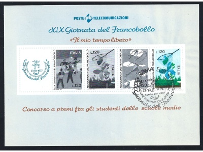 1977 Italia - Repubblica, Foglietto Semiufficiale 'XIX Giornata del Francobollo' USATO