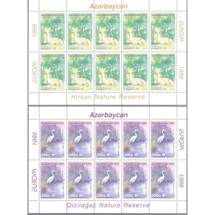 1999 EUROPA CEPT Azerbaycan 2 Minifogli 10 val "Parchi Naturali"  MNH**