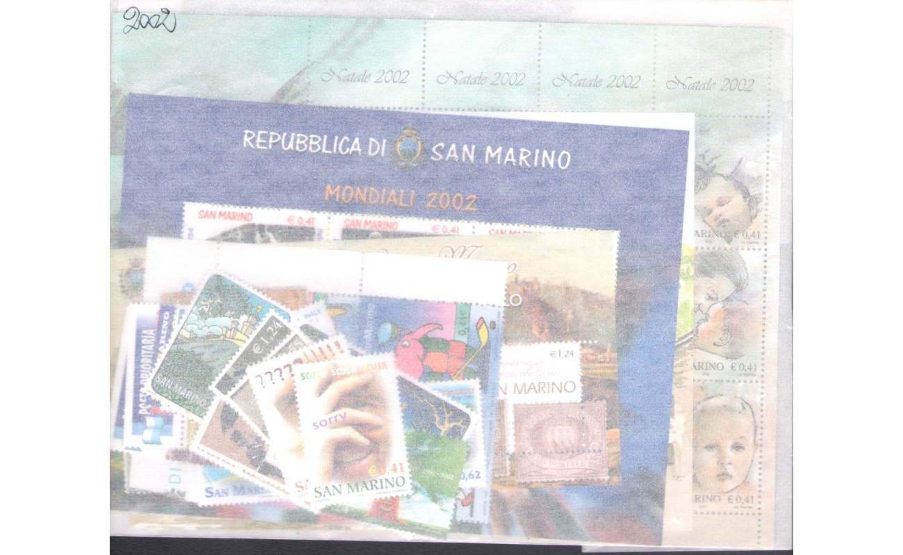 2002 San Marino, francobolli nuovi , Annata Completa , 36 valori + 4 Foglietti - MNH**