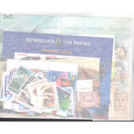 2002 San Marino, francobolli nuovi , Annata Completa , 36 valori + 4 Foglietti - MNH**