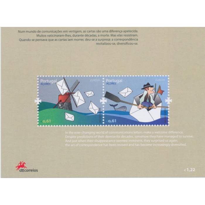 2008 EUROPA CEPT Azzorre Foglietto /Sheet "Lettere" MNH**