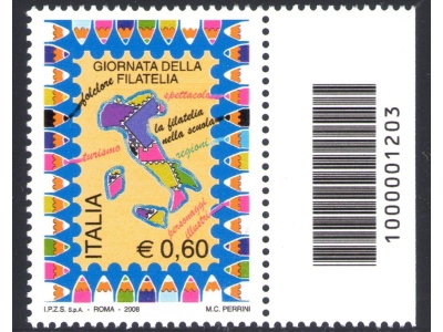 2008 Repubblica ItalIana Giornata della Filatelia con codice a barre n° 1203