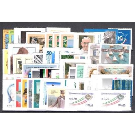 2013 Italia Repubblica , francobolli nuovi, Annata completa 66 valori + 4 Foglietti + 0.70 con busta oro MNH**
