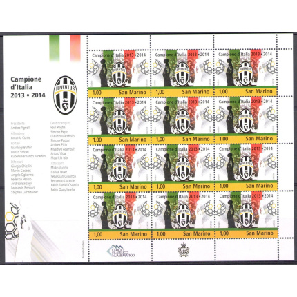 2014 San Marino, Juventus Campione d'Italia 2013-2014 Minifoglio 12 v MNH**