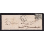 1852 Stato Pontificio, 2 baj verde oliva n° 3 su lettera
